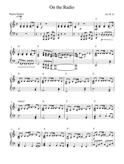 On the Radio - Regina Spektor - Piano Cover