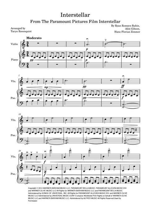 Interstellar (Arr. Taryn Rosenquist) - Hans Florian Zimmer, Ryan Romeyn Rubin, Alex Gibson (Violin and Piano)