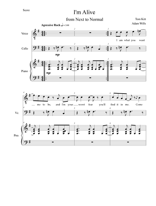 I'm Alive (Arr. Adam Willls) - Tom Kitt (Small Ensemble)