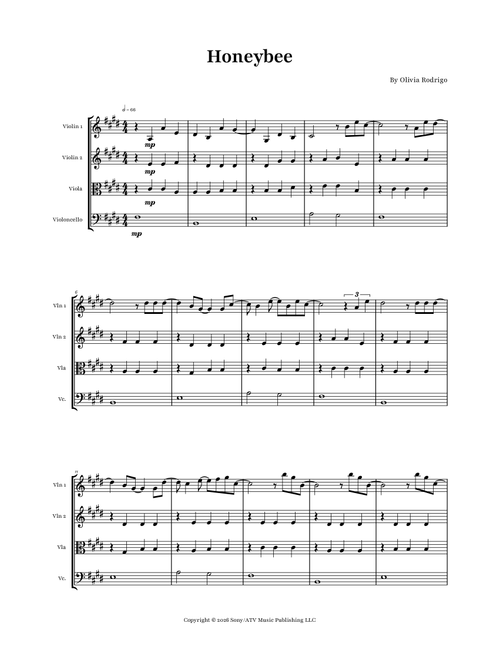 Honeybee (Arr. Glauco Fernandes) - Olivia Rodrigo (String Quartet)
