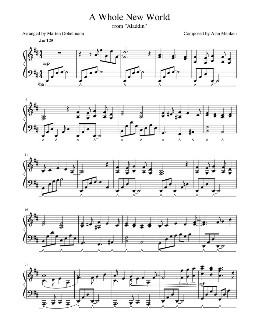 A Whole New World from "Aladdin" Sheet music for Piano (Solo)