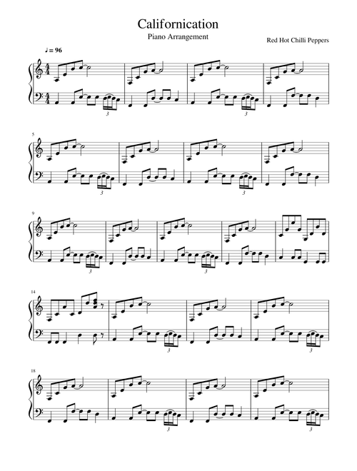 Californication - RHCP - Piano Version