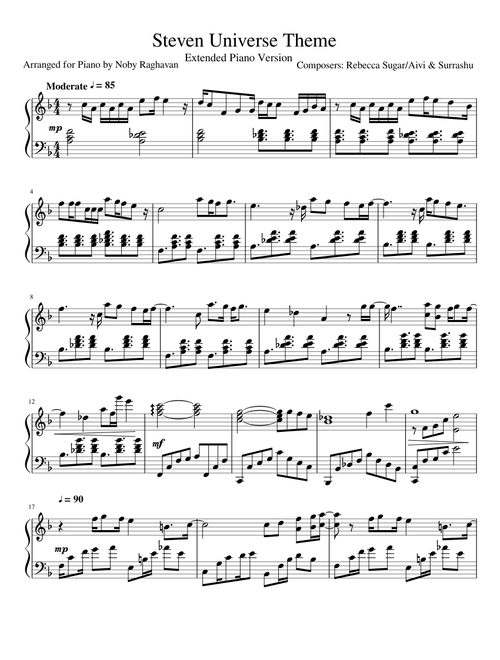 Steven Universe Full Theme Song for Piano