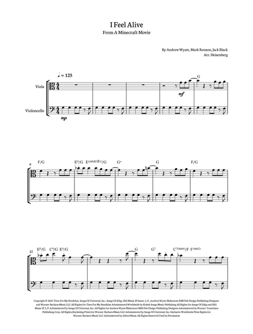 I Feel Alive (Arr. Heisenberg) - Jack Black (Instrumental Duet)