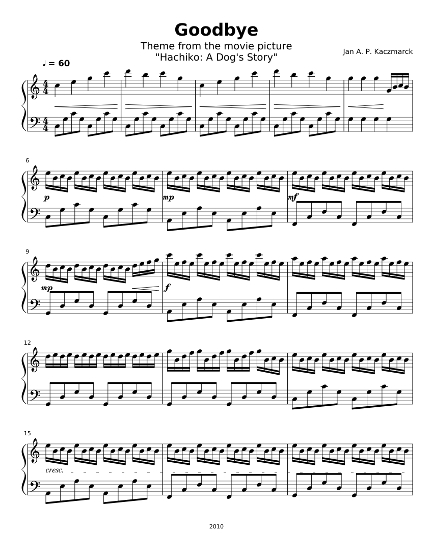 Goodbye (Hachiko) piano tutorial