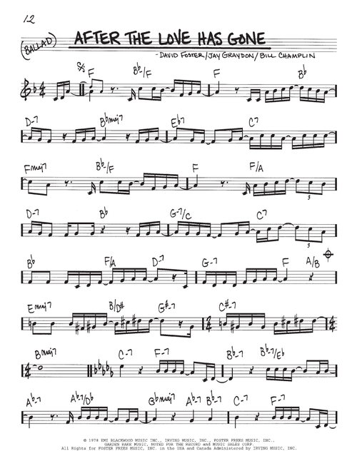 After The Love Has Gone - Earth Wind & Fire (Real Book - Melody-Chords)