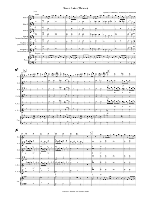Swan Lake Theme for Flute Quartet (Arr. David Burndrett) - Pyotr Ilyich Tchaikovsky (Flute Solo)