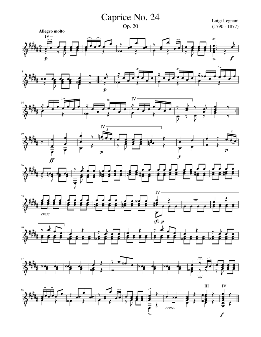 楽譜 レニャーニ 36のカプリス Op.20 - メルカリ