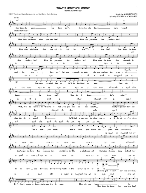 That's How You Know (from Enchanted) - Amy Adams (Lead Sheet - Fake Book)