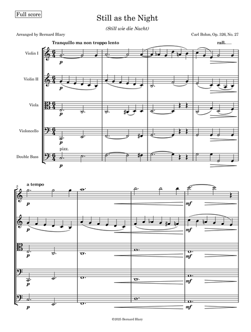 Still as the Night - Op. 326, No. 27 (Arr. Bernard Blary) - Carl Bohm (Orchestra)