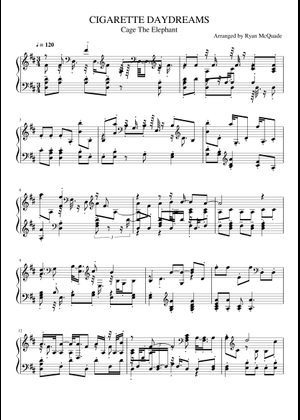 cigarette daydreams piano chords Cigarette Daydreams - Cage the Elephant Sheet Music for Piano (Solo)