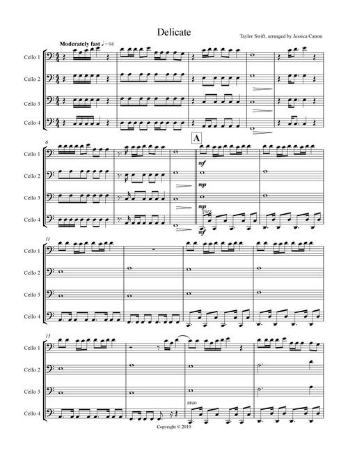 Delicate (Arr. Jessica Catron) - Taylor Swift (String Quartet)