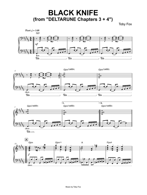 Black Knife (from DELTARUNE Chapters 3 + 4) - Toby Fox (Piano)