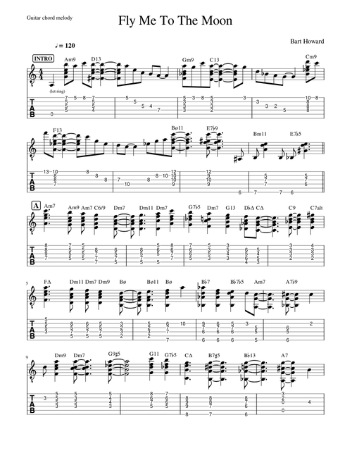 Fly Me To The Moon (guitar chord melody)