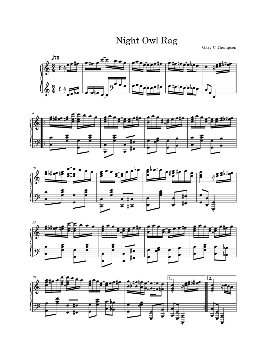 Night Owl Rag Sheet music for Piano (Solo) | Musescore.com
