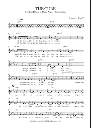 the cure – Olivia Rodrigo Sheet Music with Chords for Piano (Solo