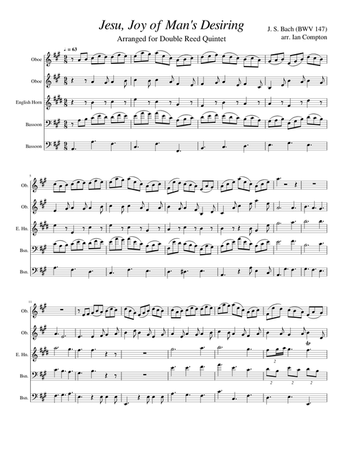 J.S. Bach - Jesu, Joy of Man's Desiring - for Double Reed Quintet