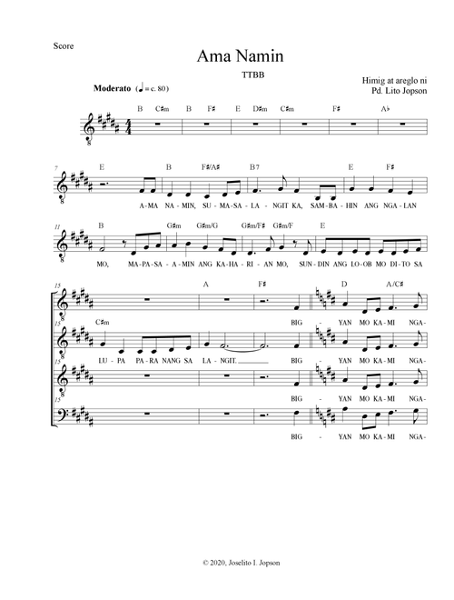 Ama Namin (TTBB) - Fr. Lito Jopson (Choral, TTBB)