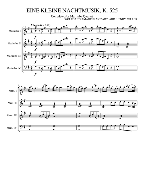 Eine Kleine Nachtmusik (Complete) - Marimba/Mallet Percussion Quartet