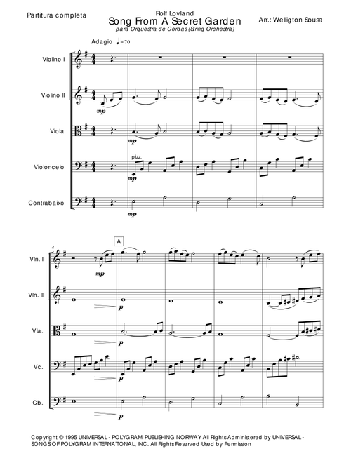 Song From A Secret Garden (korean Version) (Arr. Jose Welligton Sousa de Castro) - Youngok Shin (String Ensemble)