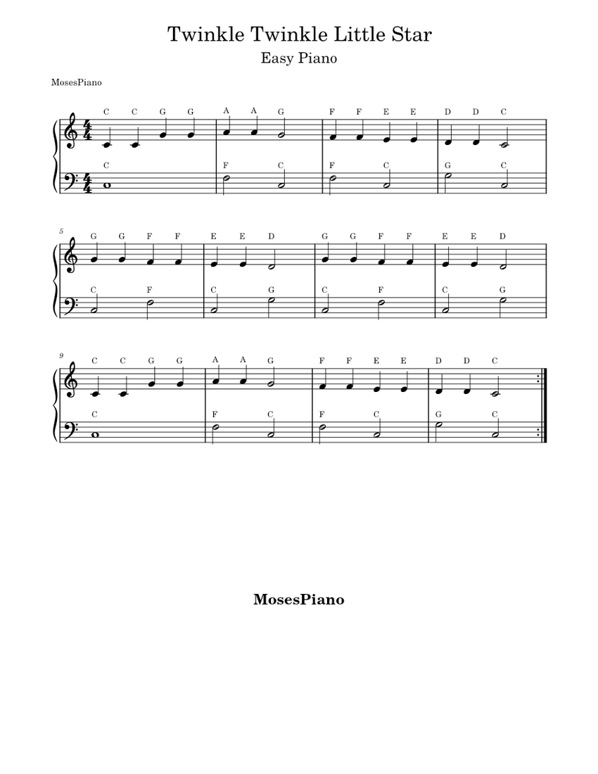 Twinkle twinkle little star sheet piano cheap