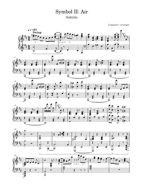 WIP) Symbol II - Air (X version, piano part) Sheet Music for Piano