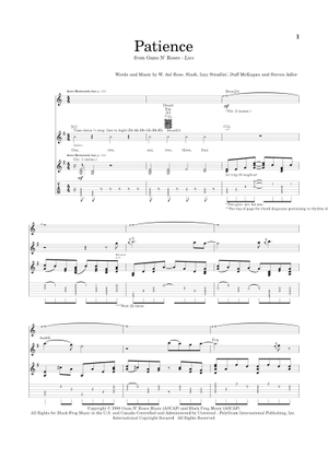 Play Official version of Patience Sheet Music by Guns N' Roses for ...