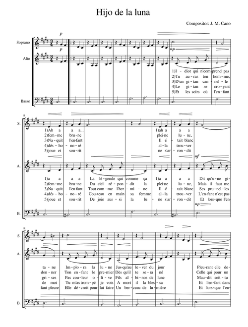 Hijo de la luna - Mecano couplets français