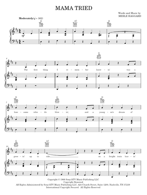Mama tried - Merle Haggard (Piano-Vocal-Guitar)