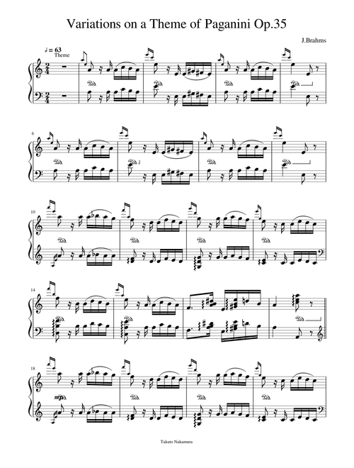 Variations on a Theme of Paganini ( Brahms Op.35 )