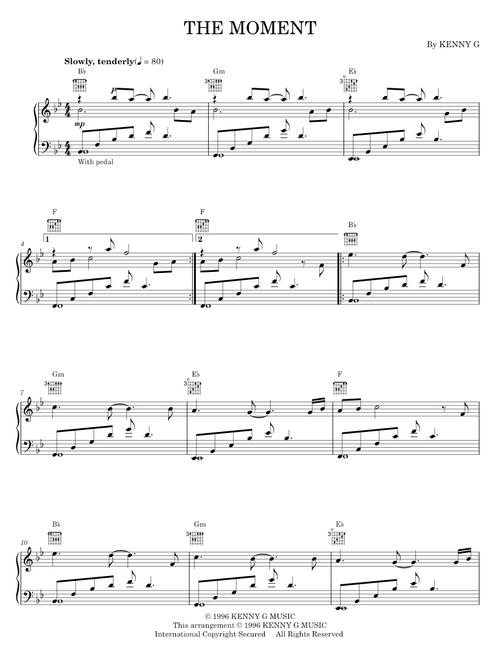 The Moment - Kenny G (Piano Solo)