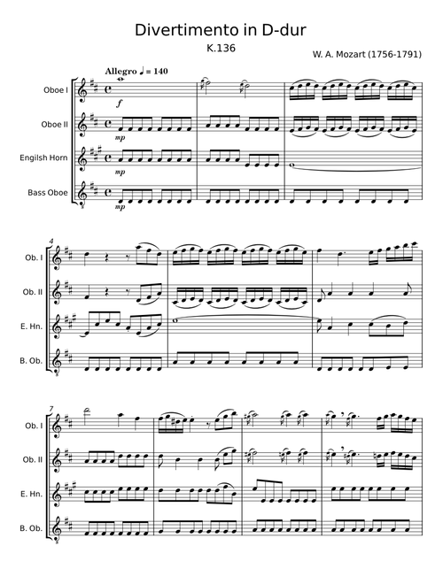 Divertimento in D major, K.136/125a - Wolfgang Amadeus Mozart