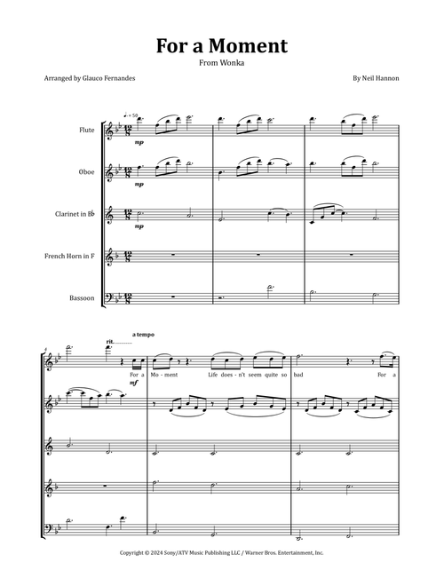 For A Moment (Arr. Glauco Fernandes) - Neil Hannon (Woodwind Ensemble)