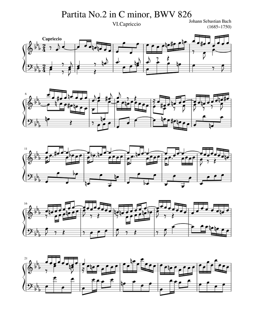 Johann Sebastian Bach (1685-1750) - Partita No.2 in C minor Johann Sebastian Bach (1685-1750) - Partita No.2 in C minor