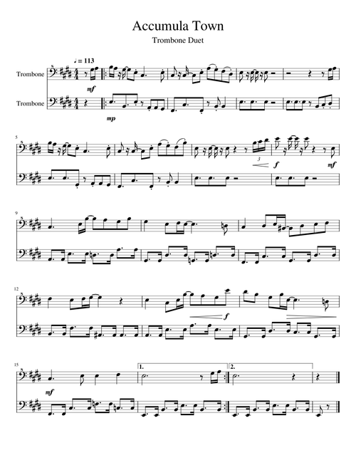 Pokemon B/W: Accumula Town - Trombone Duet