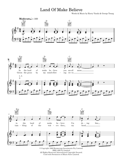 Land Of Make Believe - The Easybeats (Piano-Vocal-Guitar (Piano Accompaniment))