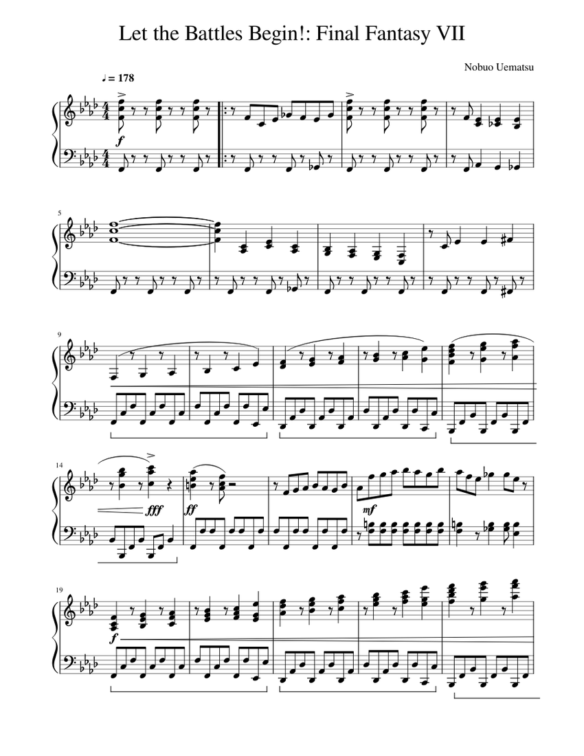 Let the Battles Begin! - Final Fantasy VII - Nobuo Uematsu Sheet 