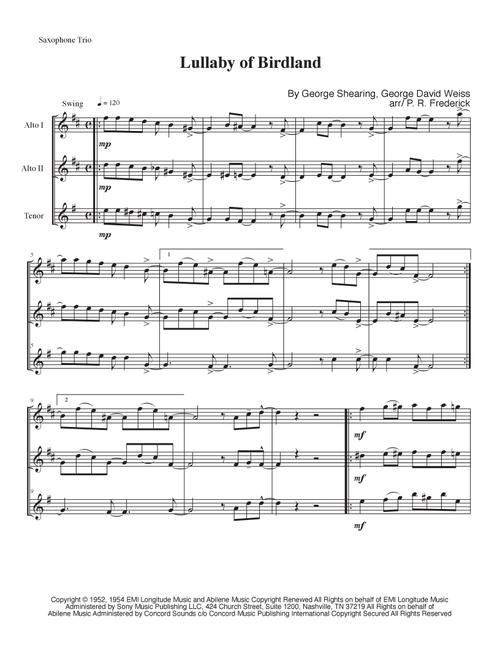 Lullaby Of Birdland (Arr. P. R. Frederick) - Ella Fitzgerald (Small Ensemble)
