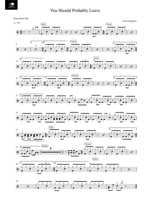 You Should Probably Leave (Arr. Drum Sheet MX) - Chris Stapleton (Drums)