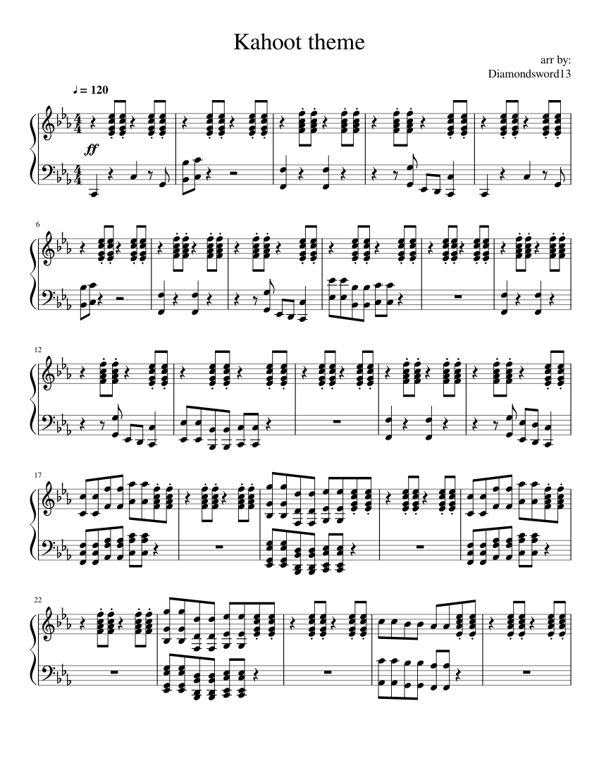 Kahoot theme Sheet music for Piano (Solo) 