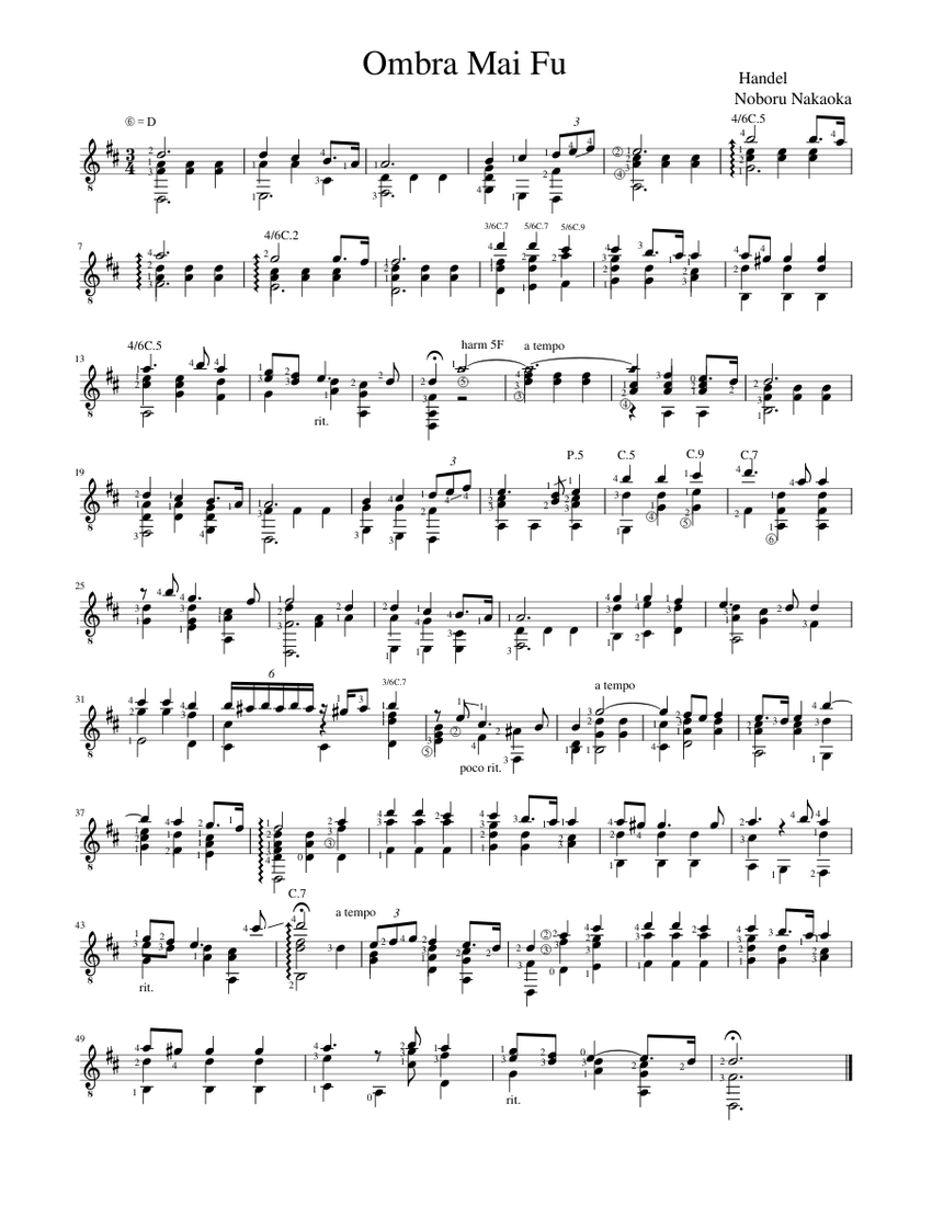 Haendel Ombra Mai Fu Sheet music for Guitar (Solo)