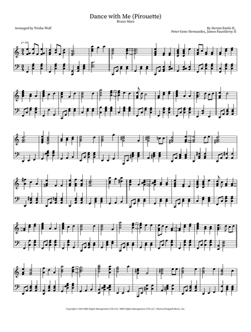 Dance With Me (Arr. Trisha Wolf) - Bruno Mars (Piano Solo)