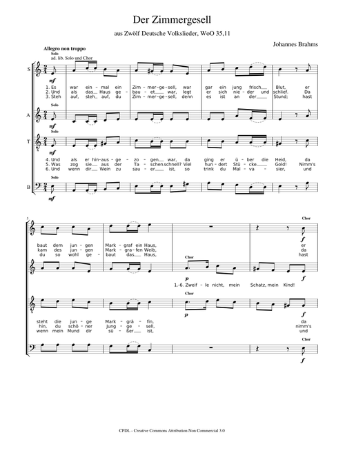 Der Zimmergesell WoO 35,11 - Johannes Brahms