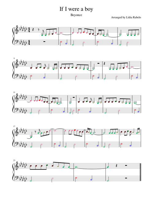 If I were a boy - rainbow tecnique piano
