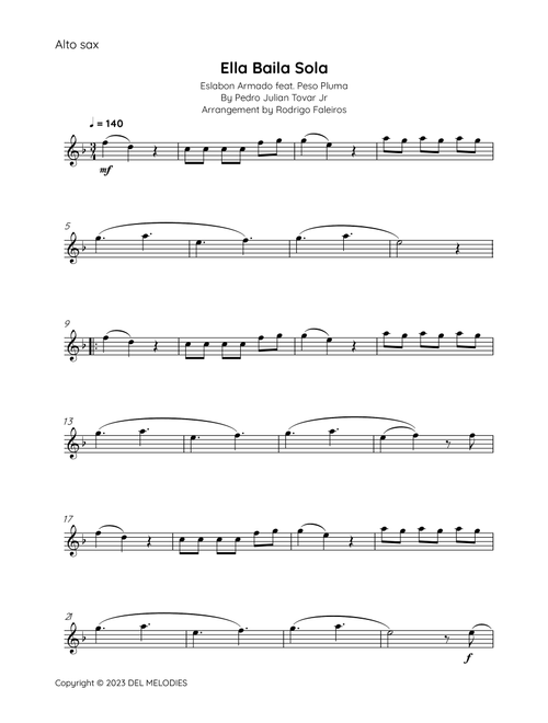 Ella Baila Sola (Arr. Rodrigo Faleiros) - Pedro Julian Tovar Jr (Alto Sax Solo)