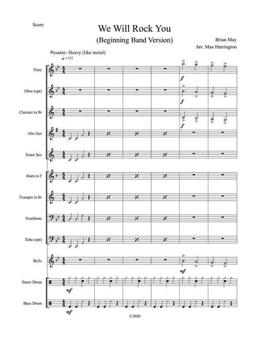 We Will Rock You (Arr. Max Harrington) - Queen (Small Ensemble)