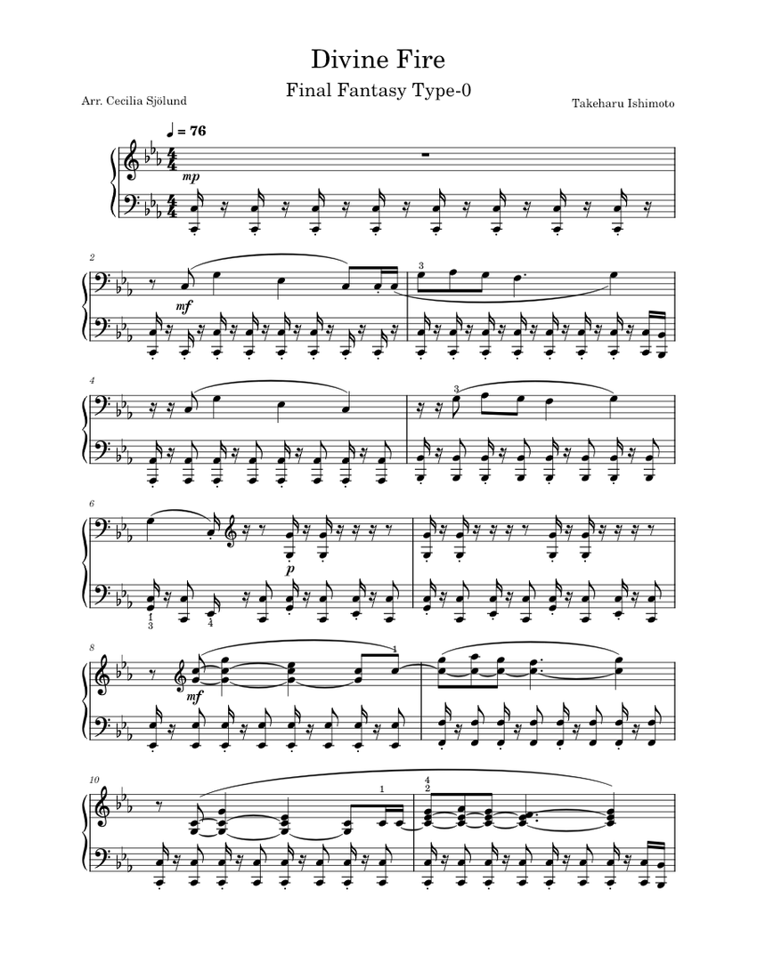 Divine Fire – Takeharu Ishimoto Sheet Music for Piano (Solo