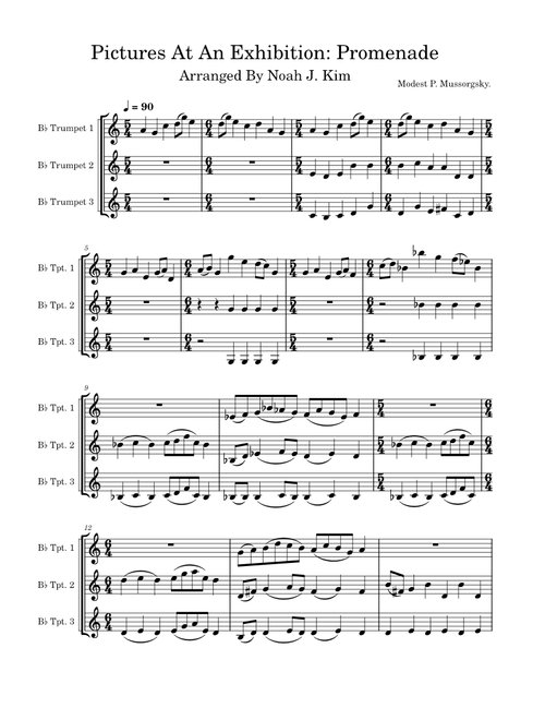 Pictures at an Exhibition: Promenade Trumpet Trio by Modest Mussorgsky arranged by Noah J. Kim