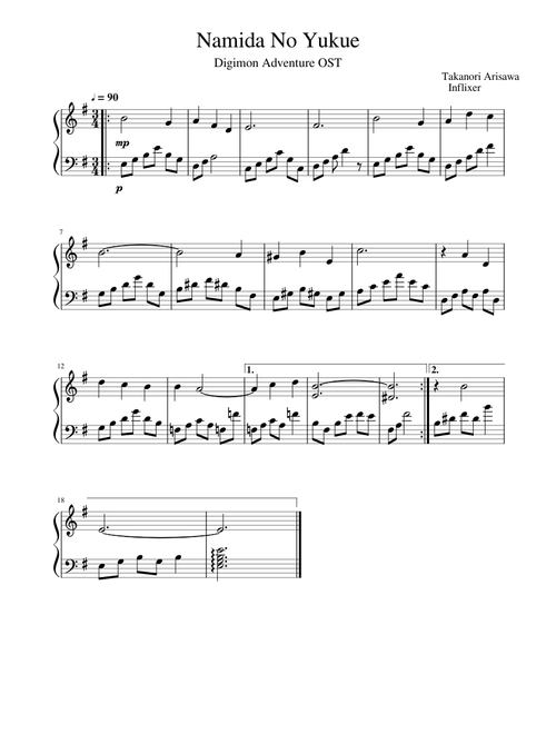 Digimon Adventure - Namida No Yukue (Piano)