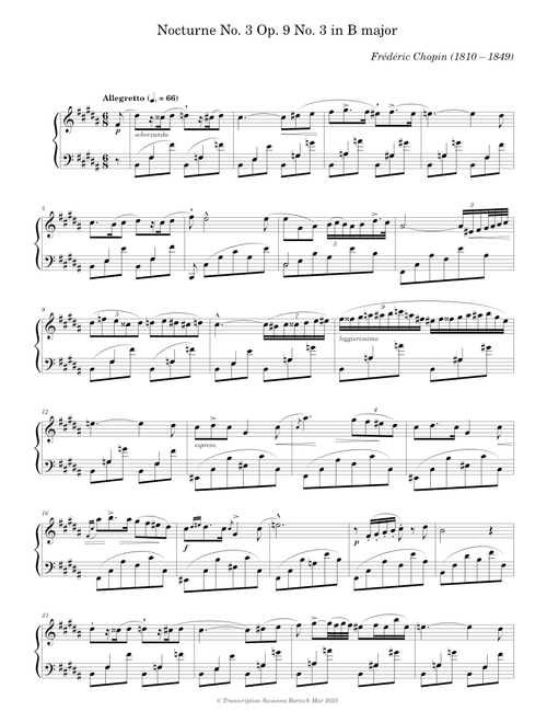 Nocturne No. 3 Op. 9 No. 3 in B major — Frédéric Chopin